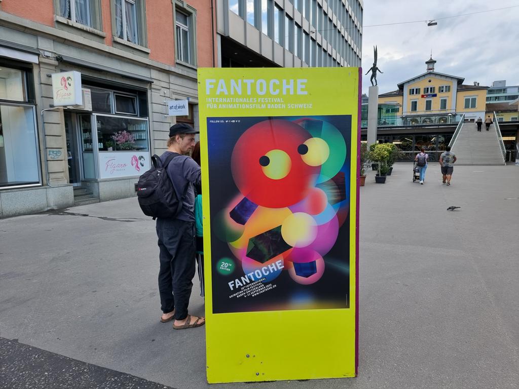 Plakat Fantoche am Bahnhofsplatz Baden